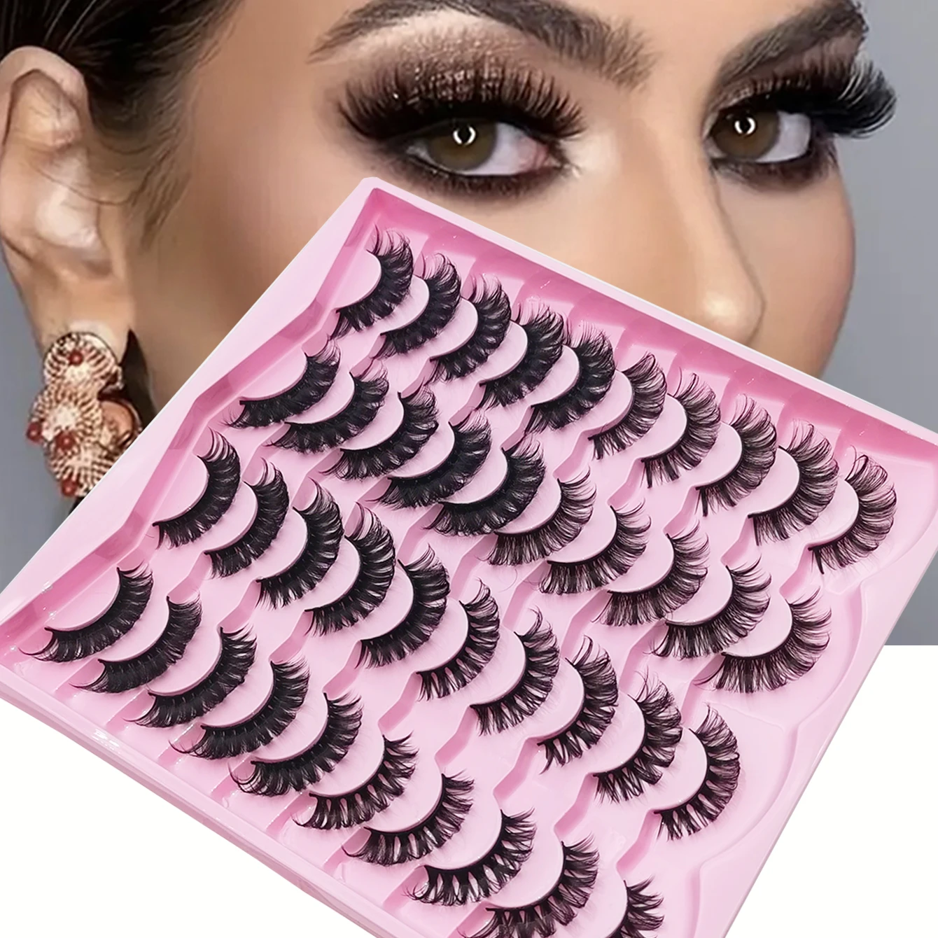 20 pares de pestañas postizas gruesas y exageradas negras esponjosas, maquillaje de ojos esponjoso y vívido que se extiende naturalmente