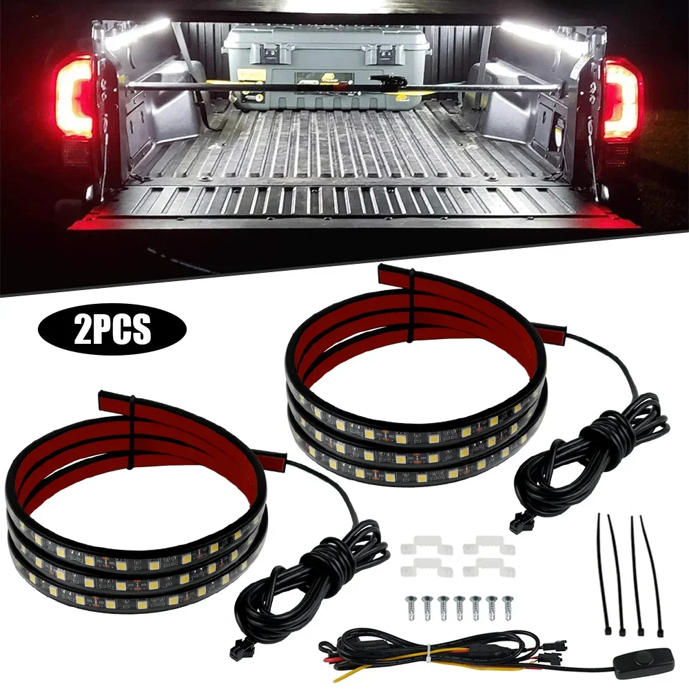 

Пикап GMC Sierra 1500 в Юконе Автомобиль Vans 2PCS LED Грузовой автомобиль Кроватные огни 60 "Белые гибкие полосы декоративные фонари окружающей среды