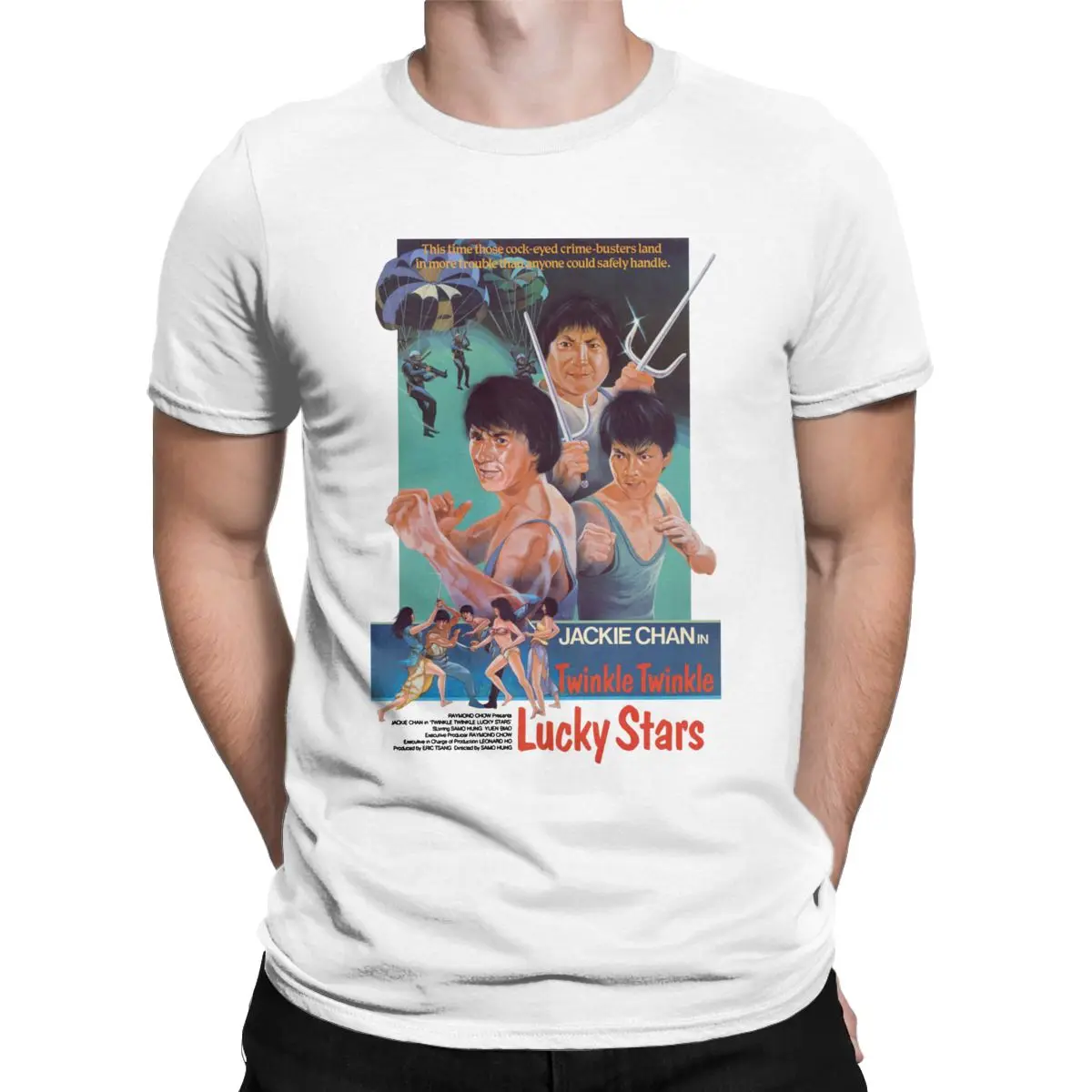 Jackie Chan Drunken Master China Kung Fu Dragon Fight Movie T-Shirt, Vintage Kurzarm Casual Streetwear Mode Alltags-Oberteil – Detail 10