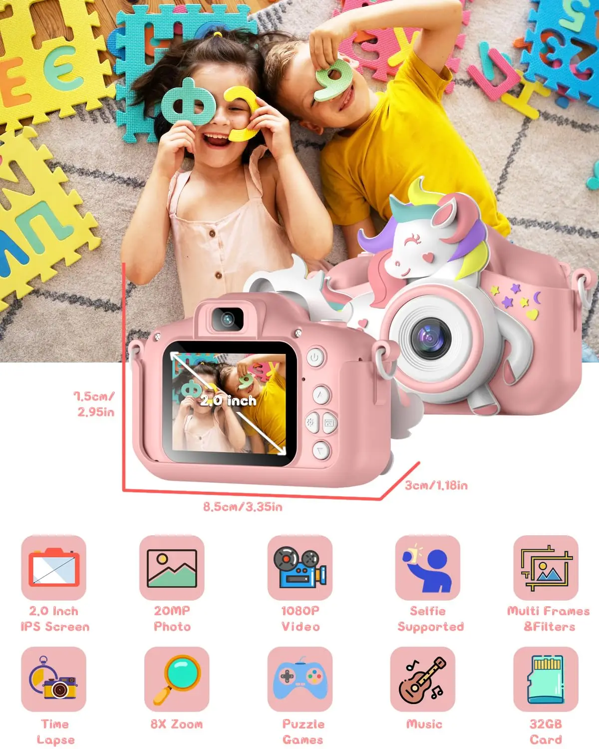 Kids Mini Camera 20.0 MP 1080P HD Digital Camera 2.0