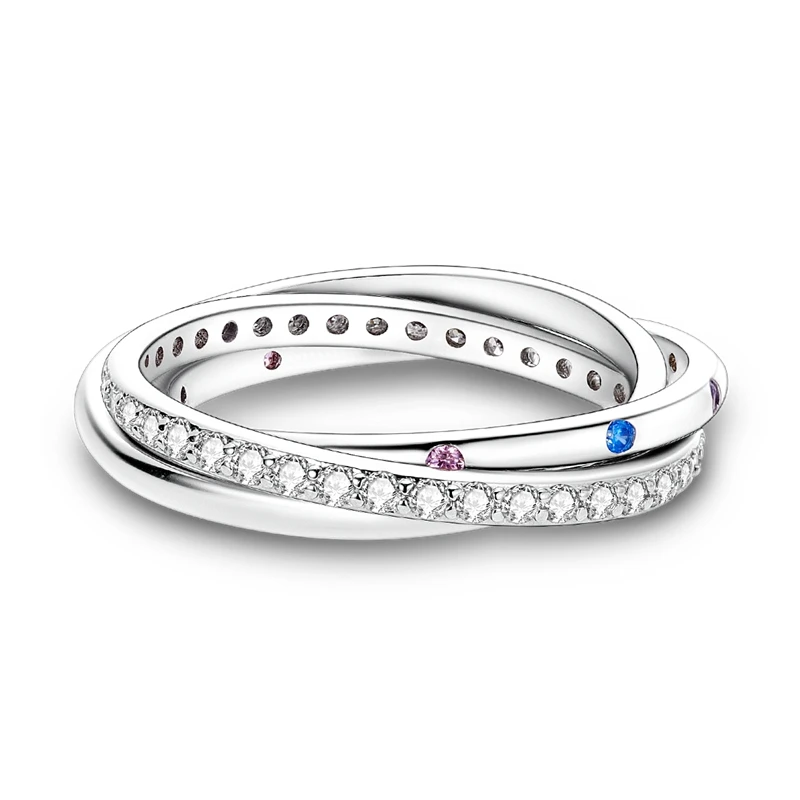 New Ring 925 Sterling Silver Three Band Rings For Women Girls Birthday Anniversary Jewelry Gifts