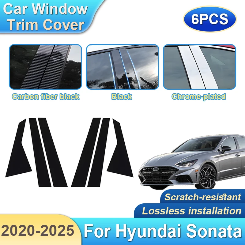 

6 шт. наклейка на центральную стойку автомобиля для Hyundai Sonata 2020 ~ 2025 DN8 MK8 8th, накладка на окно B C, наклейка на дверь, аксессуары