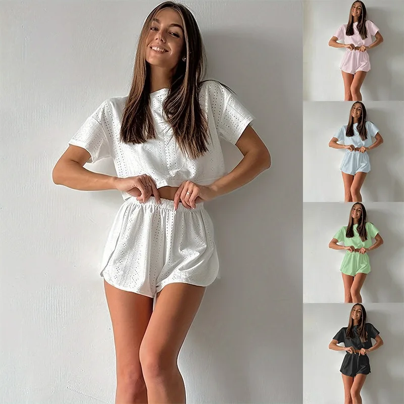 

Женская двухсекционная домашняя одежда в русском стиле, дышащие сексуальные шорты с короткими рукавами, пижамы