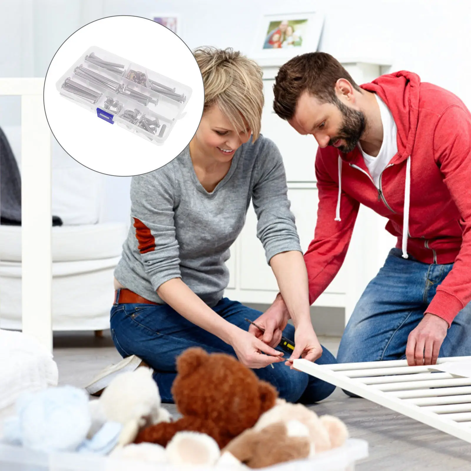 

Набор из 1 комплекта надежных винтов для кровати: винты и гайки из высококачественного материала, высокая твердость, без ослабления, простая установка для деревянных детских кроваток