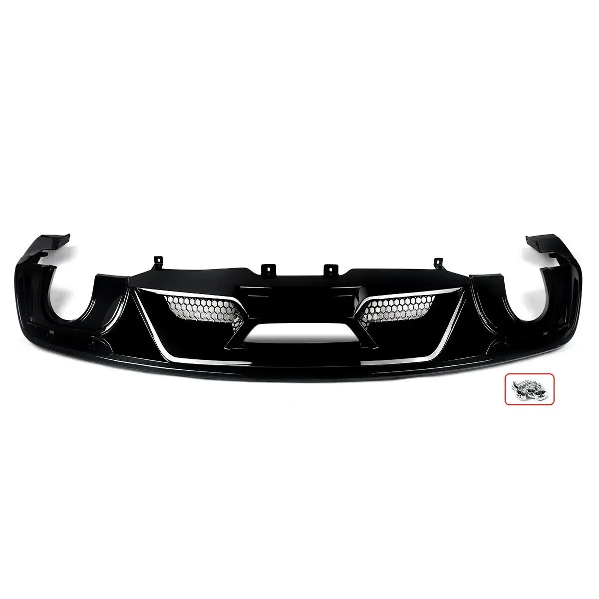 GT500 Style Fits 15-17 Ford Mustang Gloss Black Rear Bumper Diffuser Lip Valance