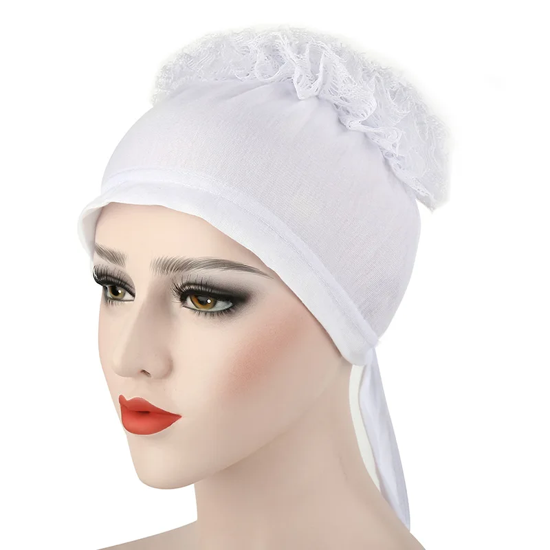 Sciarpa Hijab da donna di moda musulmana sciarpa morbida elasticizzata con turbante cravatta posteriore volumizzante sotto sciarpa fascia fascia