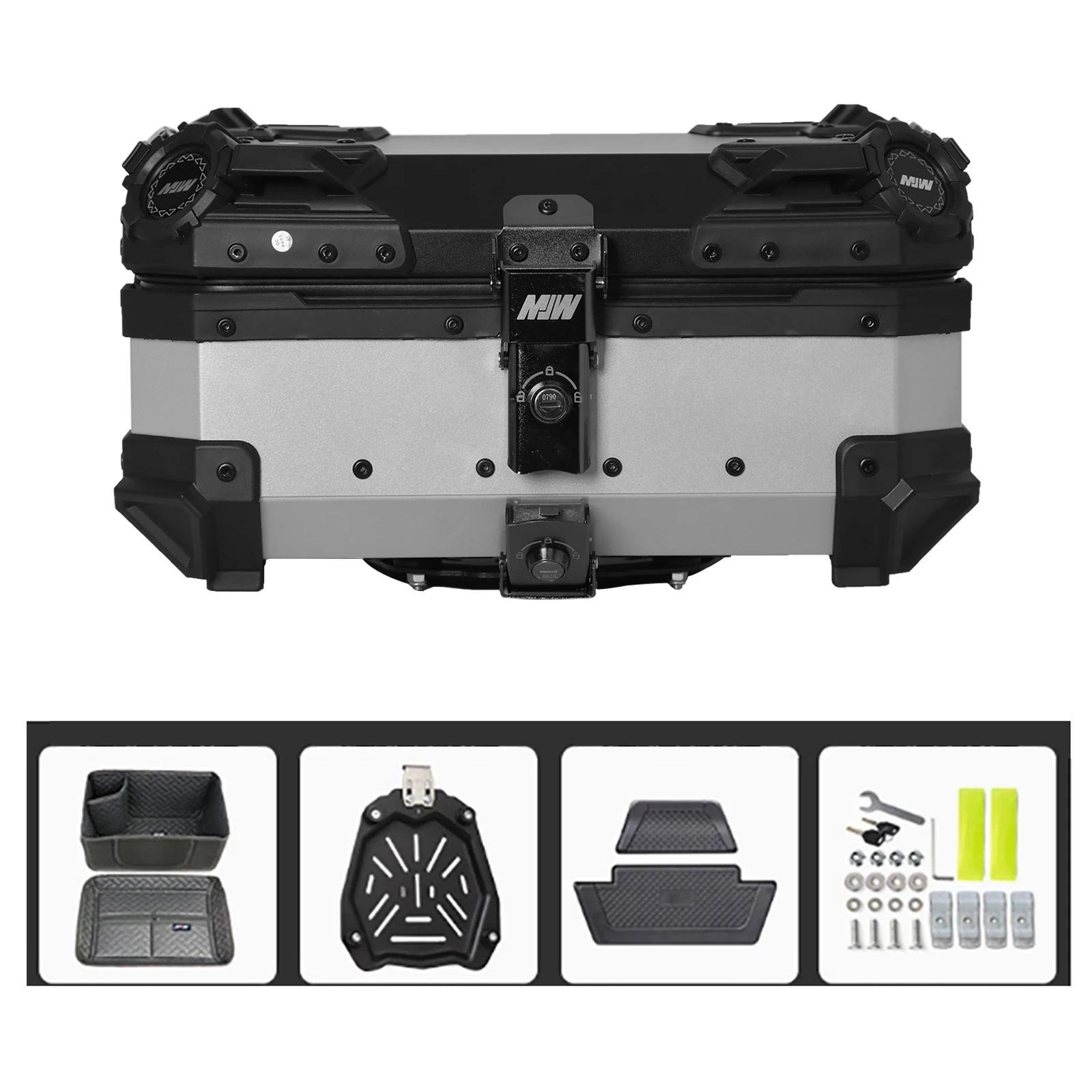 28L Motorcycle Rear Box Aluminium Alloy Tail Box Carrier Tool Case Motorbike Trunk Luggage Case With Bracket Base Plate