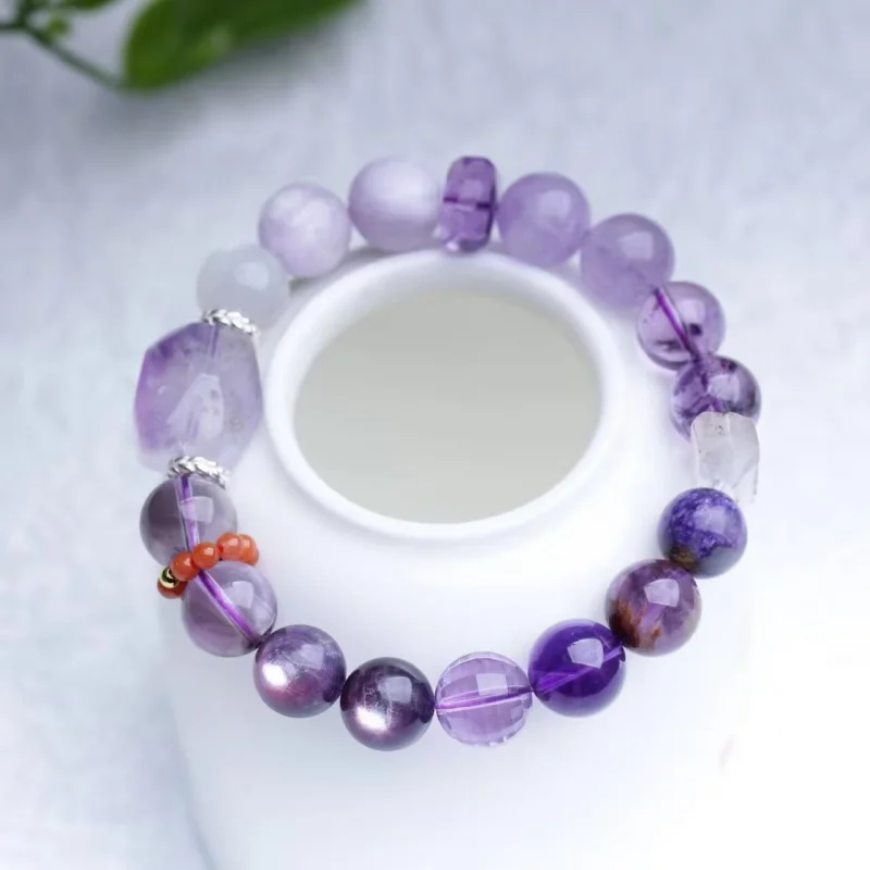 

New Unisex Nine Fire Bracelet with Lucky Beads Amethyst Purple Multi-Gemstone