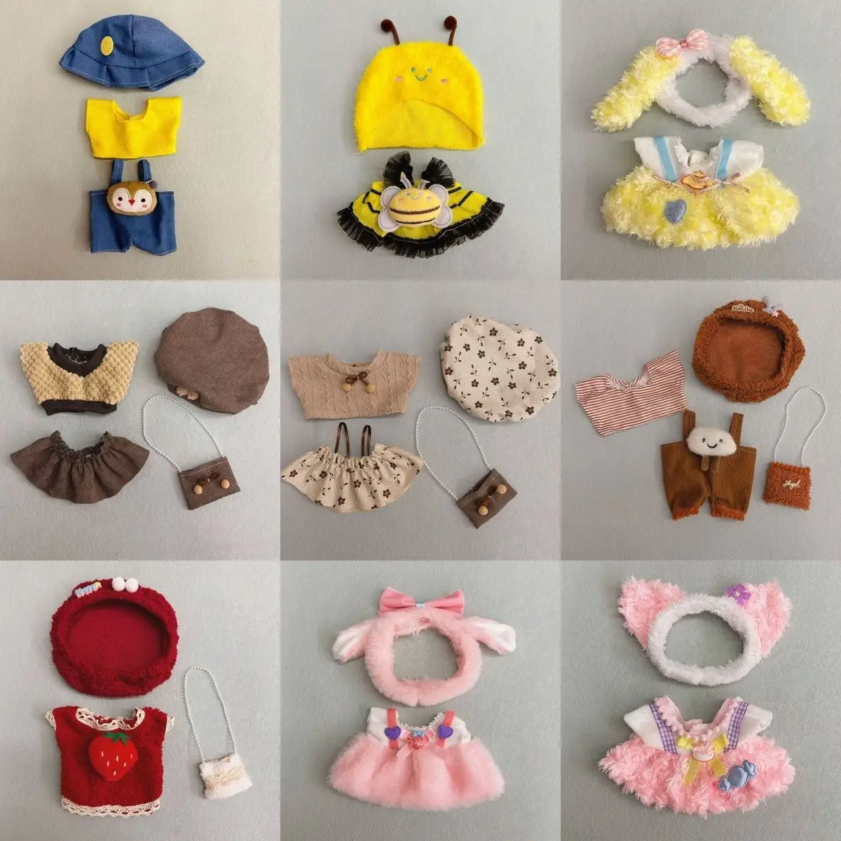 20cm Cotton Doll Lovely Princess Dresses Plush Dolls Clothes Skirt With Cartoon Headband Fashion Dresses Skirt for Idol Dolls