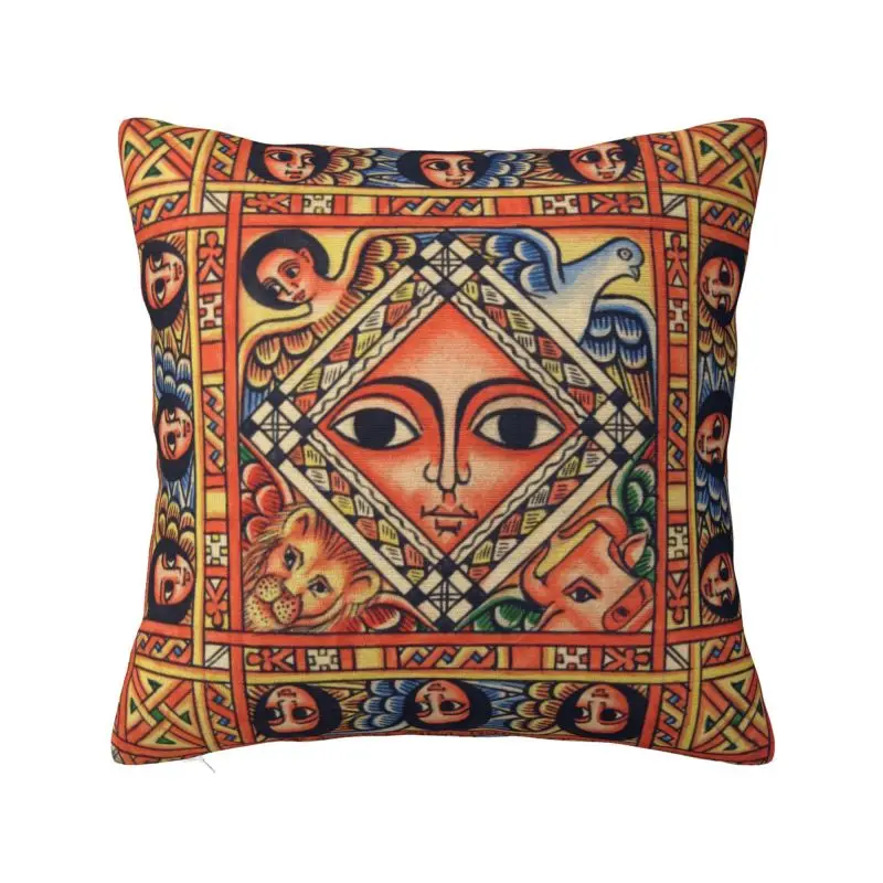 Modern Ethiopian Ancient Art Cushion Cover 40*40 cm Soft Throw Pillow Case for Living Room Bedding Sofa Pillowcase