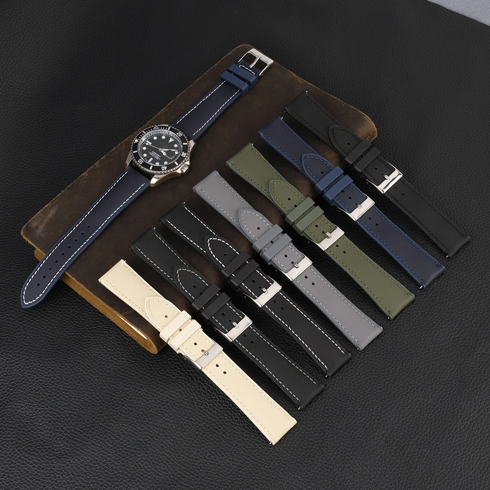 

2025 New Premium Sailcloth With Fluororubber Watch Band 20mm 22mm for Omega Blancpain Seiko Divers Quick Release Strap for Men