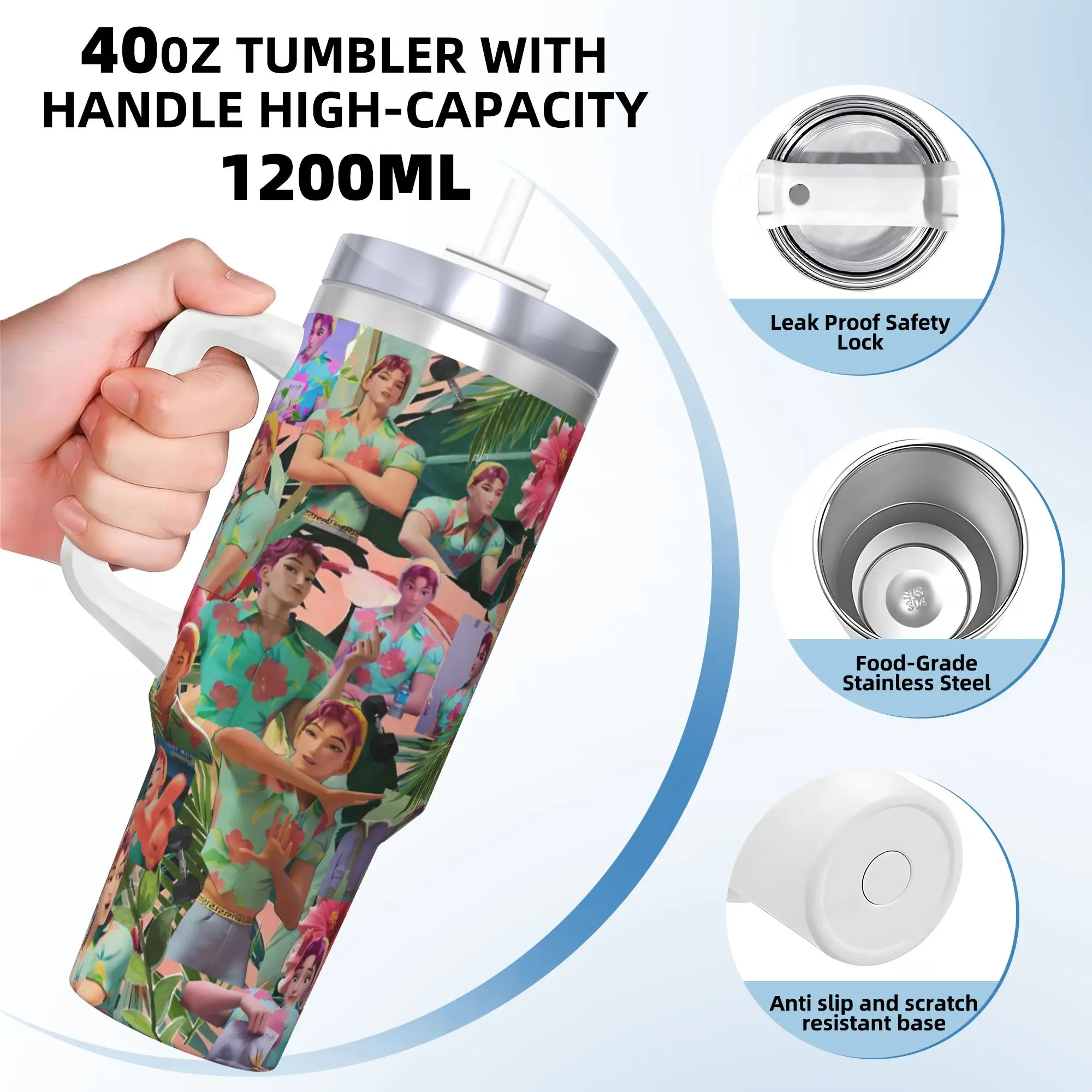 بهلوان من الفولاذ المقاوم للصدأ Kpop شيطان الصيادين Abs Saja Saja Boys كوب حراري محمول أكواب سيارة باردة وساخنة زجاجة مياه مطبوعة