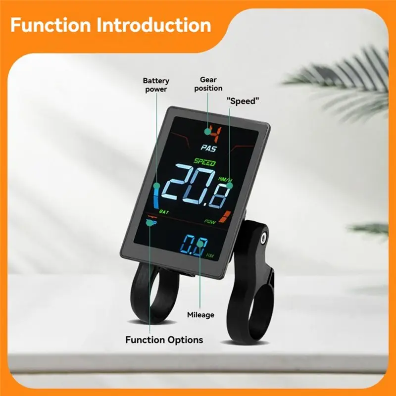 ABQU DZ32 Electric Bike Display Meter LCD Panel SM Plug Intelligent Meter for E-Bike Scooter Parts Black