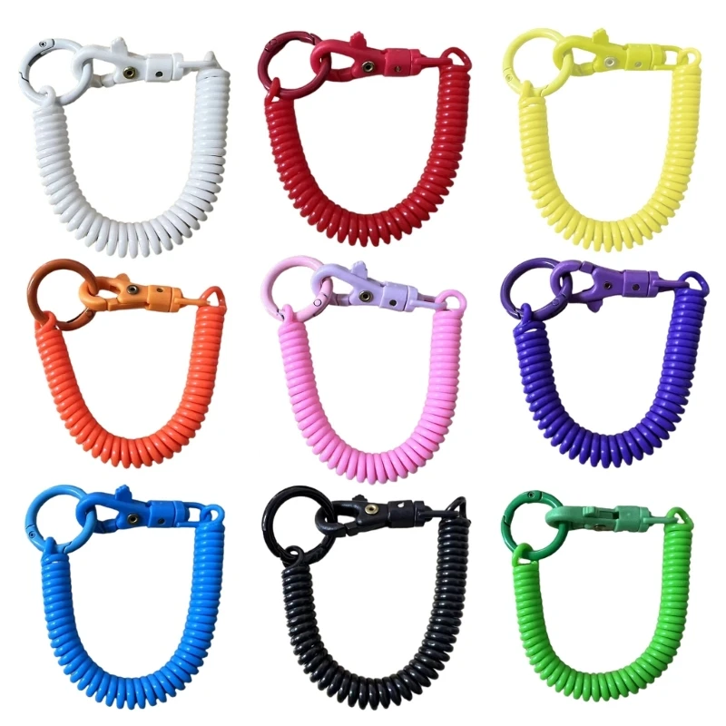 Stretchy Spirals Keyring, Retractable Keychain Coil Spring Keychain Zinc Alloy Key Holder Colors Key Chain for Backpack