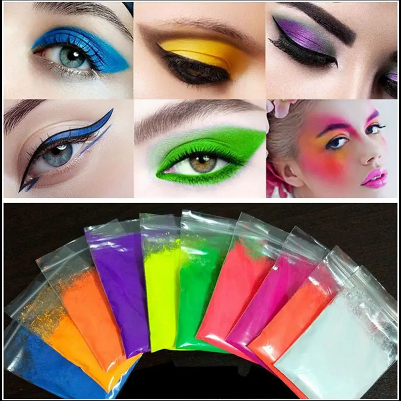 10g Fluorescent Powder Nail Art Neon Dust Decor Fluorescent Pigment Reactive Under Ultraviolet Light Phosphor Powder