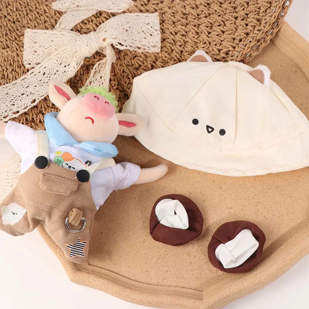 

Комплект одежды для кукол 20 см: комбинезон с мультяшным принтом, шапка-медведь, одежда для плюшевых кукол-кошек, мини-костюм для кукол из хлопка