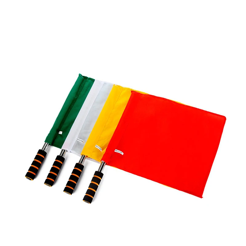 Soccer Referee Flag Sports Match Football Linesman Flags Signal Flag Stainless Steel Handle Referee Equipment