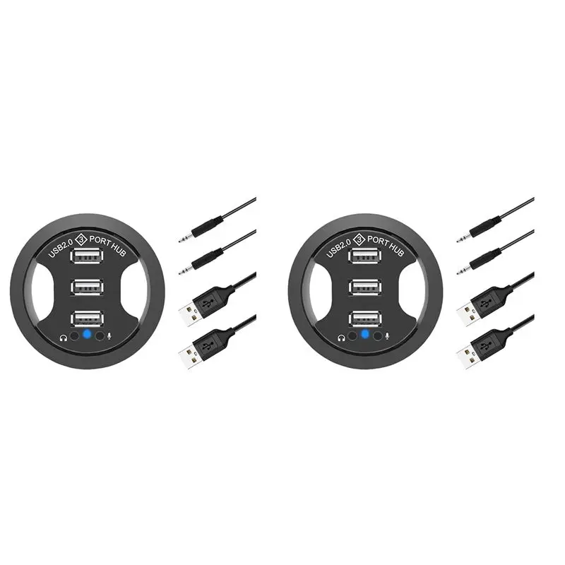 Superior-2X USB Hub USB 2.0 Desktop Grommet USB 2.0 Hub Audio Desk Mount Adapter 3 Port Mount In Desk Multi USB 2.0 Ports