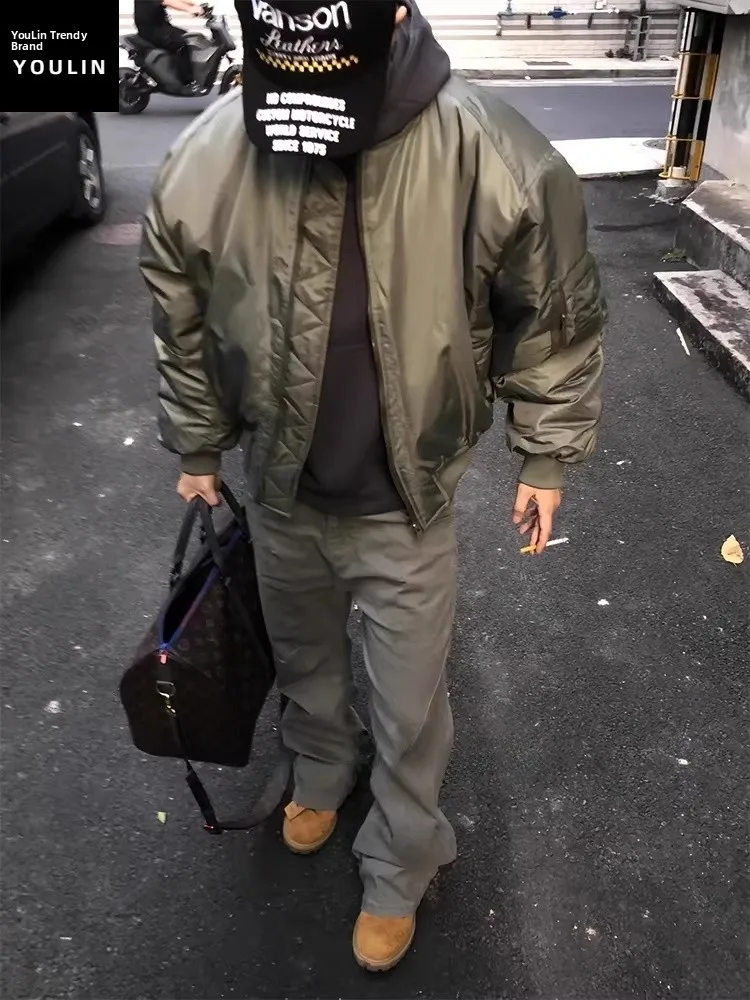 

American Sle Retro ort Pilot Jaet Men's Spring Autumn Cleanfit Cotton Baseball orm High End Feeling Outerwear