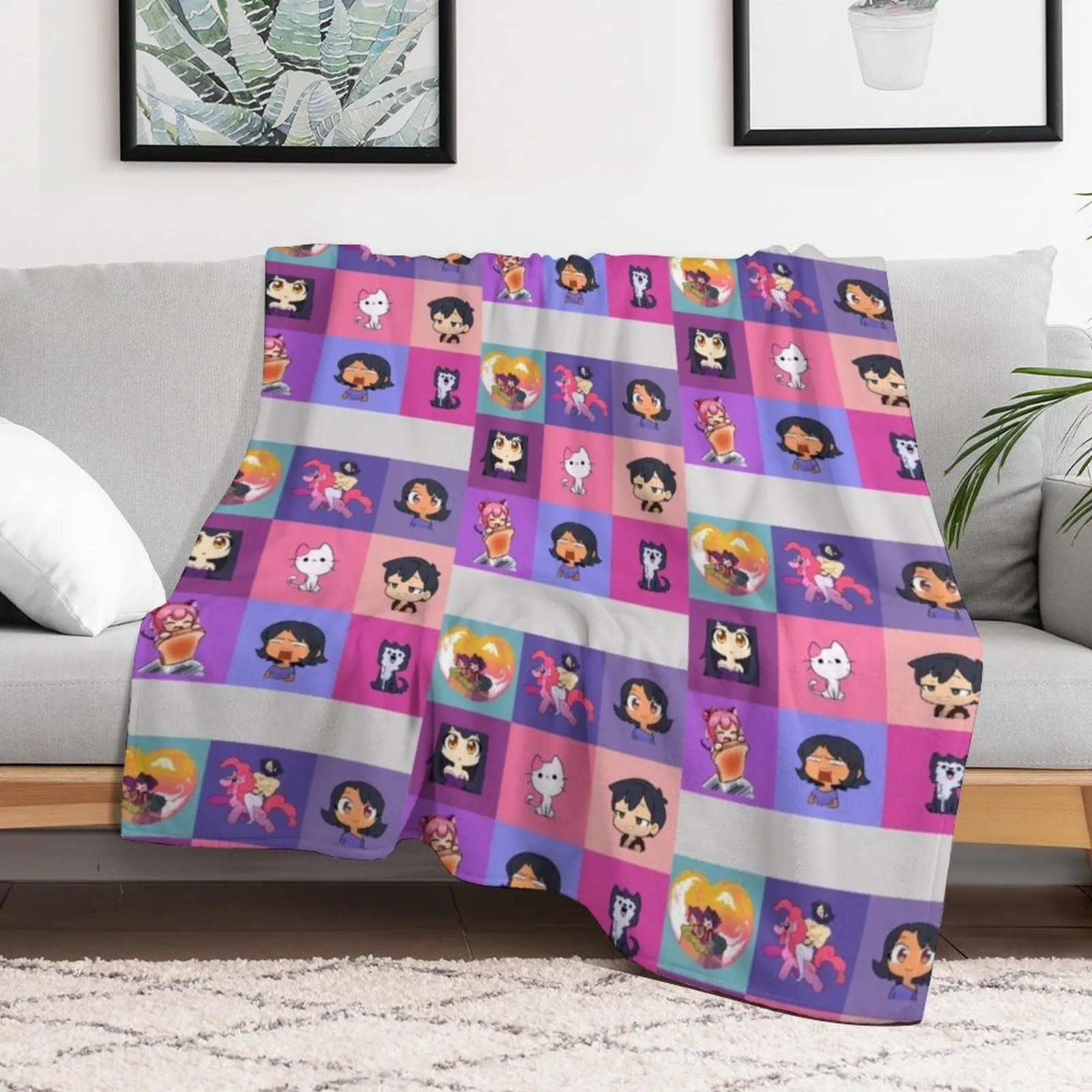 aphmau collection mosaik aaron zane kawaii chan Throw Blanket Cute Winter beds Blankets