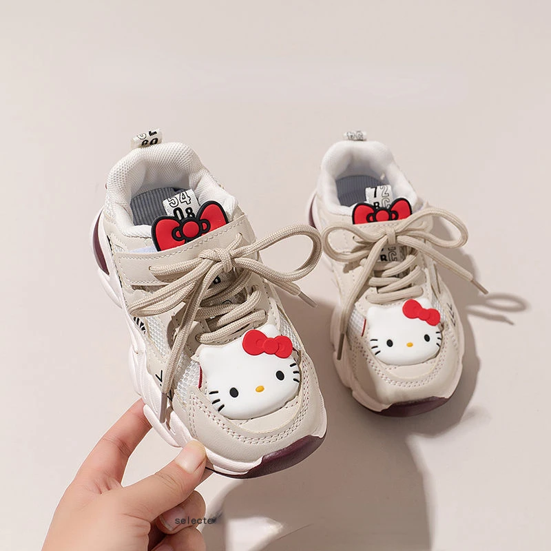 New Sanrio animation peripheral kawaii kt cat children's sneakers mesh breathable cute Hello Kitty cartoon girl dad shoes gift