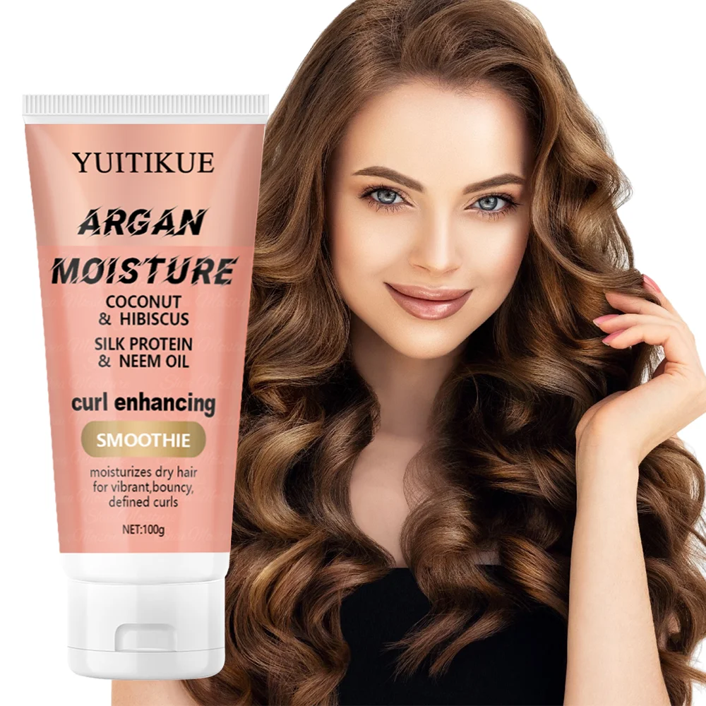 

YUITIKUE Argan Curl Enhancing Smoothie | Coconut & Silk Protein, Moisturizes & Defines Curls For All Hair Types 100g