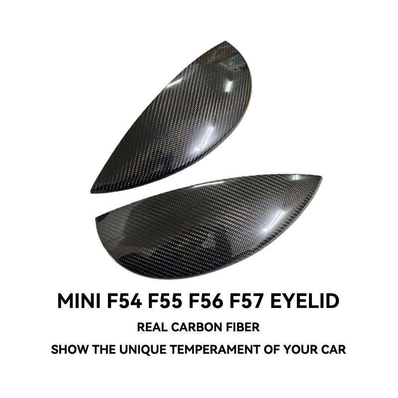 Carbon Fiber Car Headlight Eyebrows Cover Glossy Black Front Angry Eyelids for MINI F54 CLUBMAN F57 CABRIO F55 F56 COOPER S JCW image 4