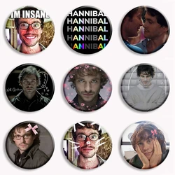 Pink Bow Will Graham Clock I Am Insane Funny Meme Button Pin Metal Badge Hannibal Brooch Bag Accessories Decor Fans Collect Gift