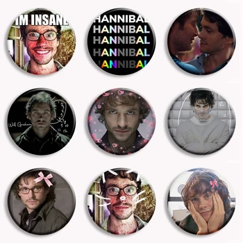 القوس الوردي سوف جراهام ساعة أنا مجنون مضحك ميمي زر دبوس شارة معدنية هانيبال بروش حقيبة اكسسوارات ديكور المشجعين جمع هدية