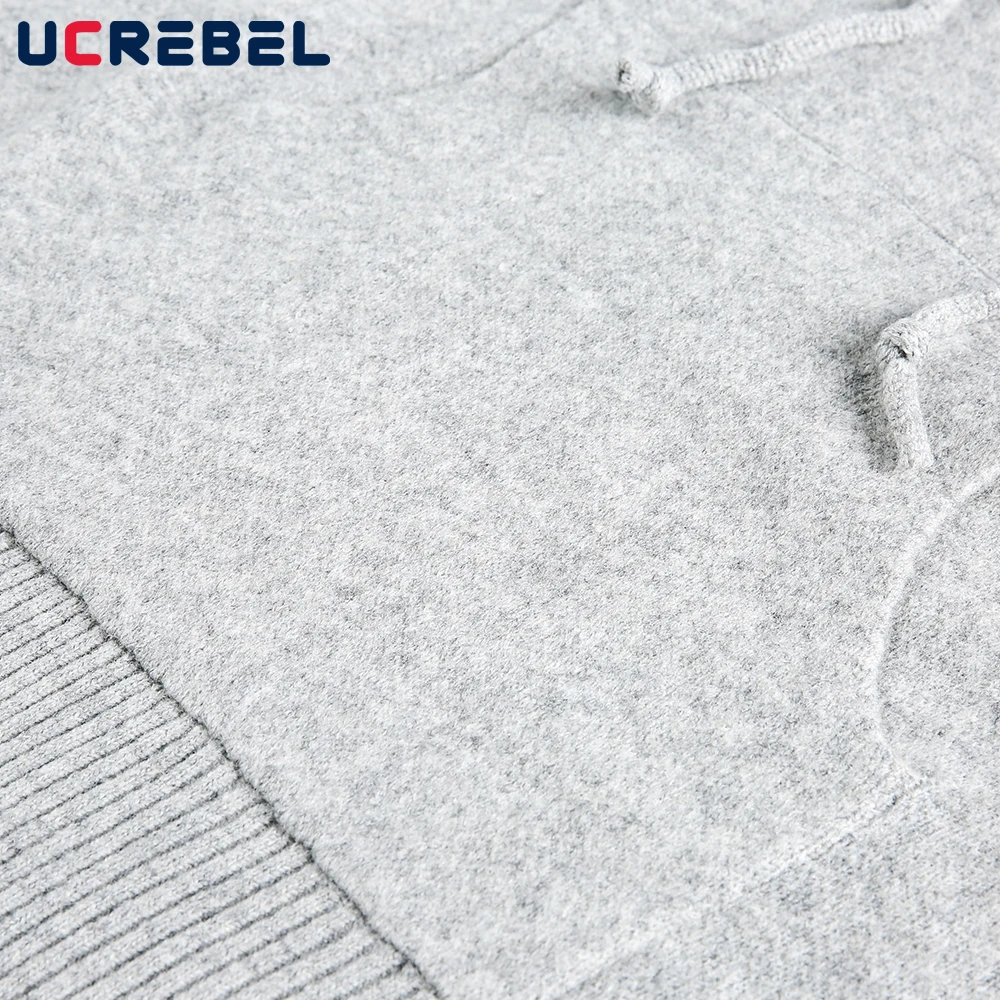 Maglione con cappuccio con tasca frontale Uomo Autunno Inverno Retro High Street Pullover lavorato a maglia a maniche lunghe con spalle scoperte allentate