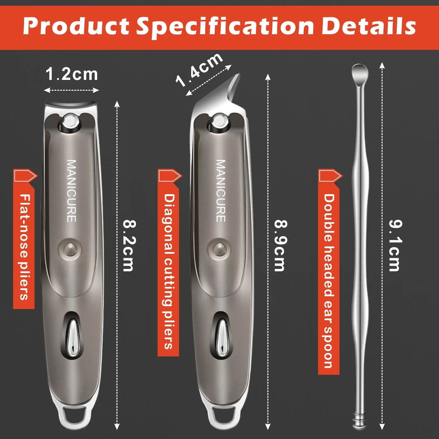 Complete Nail Care Kit: Stainless Steel Toenail & Fingernail Clippers Set, Portable Manicure Tools & Leather Case - Ideal Gift