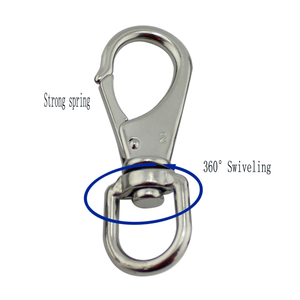 5pcs Stainless Steel 316 Marine Grade Bag Carabiner Quick Release Dog Chain Bolted Eye Swivel Snap Hook for Boat Yacht Ocean Use