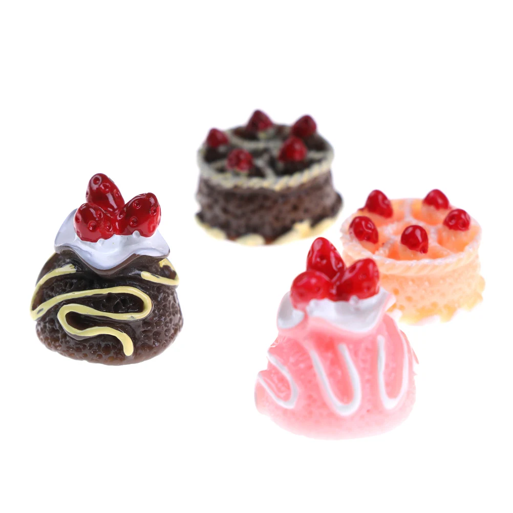 6pcs Dessert 3D Resin Cream Cakes Miniature food Dollhouse Accessories