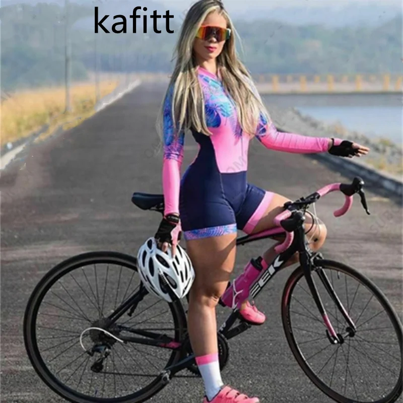 2022KAFITT triathlon race jersey overalls sports running woman one-piece dress long-sleeved loop suit 20D GEL