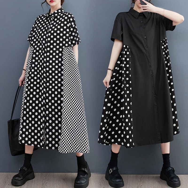 فستان نسائي من Tannt فساتين قميص متطابقة الألوان غير متماثلة للنساء بأكمام قصيرة فساتين صيفية طويلة غير رسمية على الموضة 2025