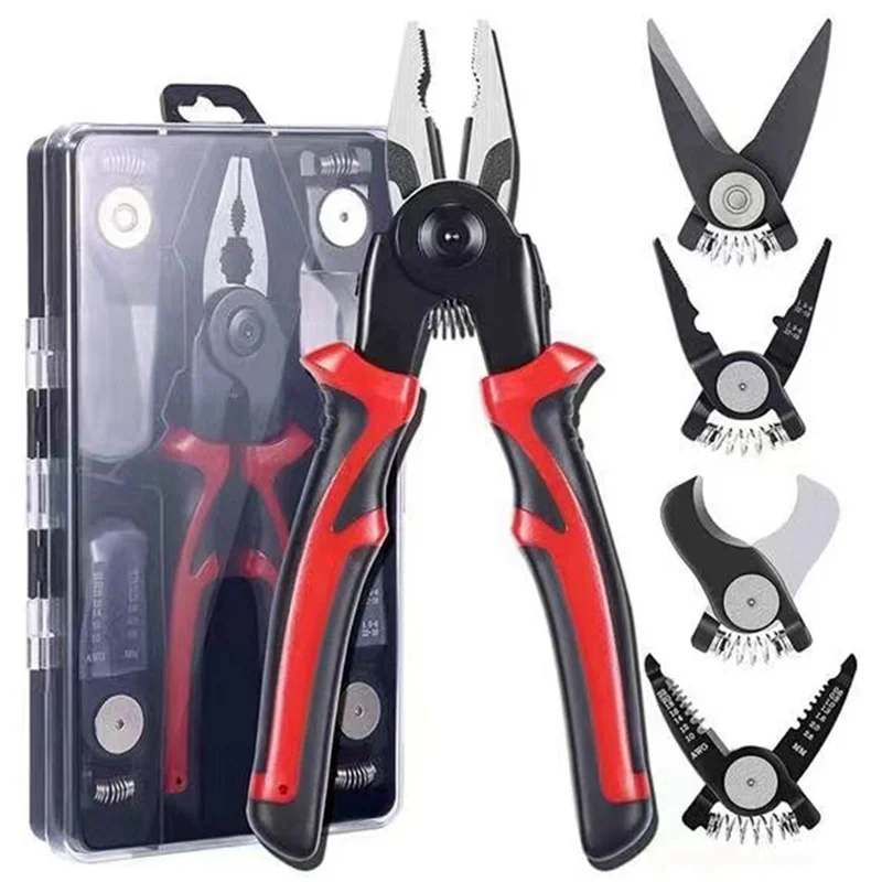 

Multi-Functional Tool 5-In-1 Replaceable Head Tool Set Multi-Functional Wire Stripper Electrician SpecialJAS