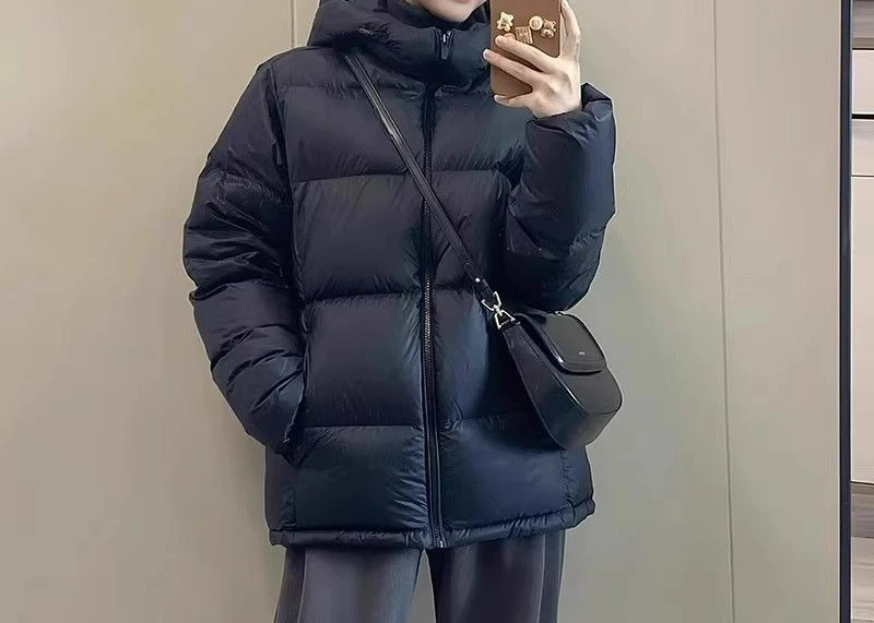 Veste en duvet de coton noir pour femme, manteau d'hiver à capuche épais haut de gamme, nouvelle collection 2025