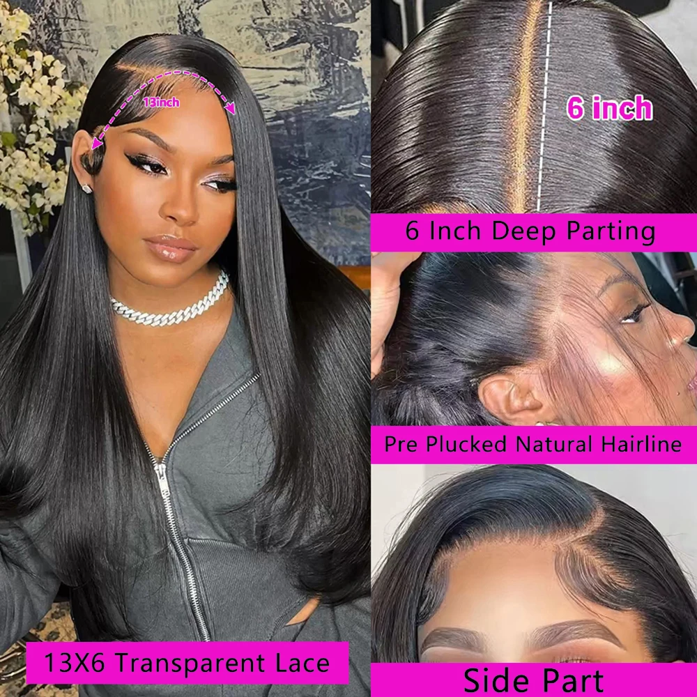 13x6 الدانتيل الجبهة خصلات الشعر المستعار الإنسان 30 بوصة شعر طبيعي مفرود الباروكات شفافة البرازيلي الباروكات شعر الإنسان للنساء قبل قطعها #2