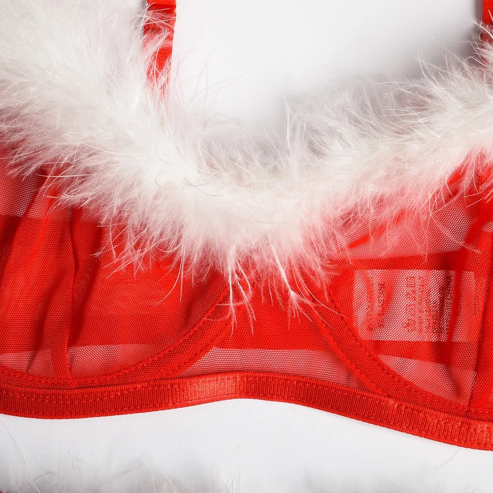 Women Christmas and New Year Romantic Lingerie Set Mesh Patchwork Set Carnival Party Women's Romantic Wear Gift Private Delivery