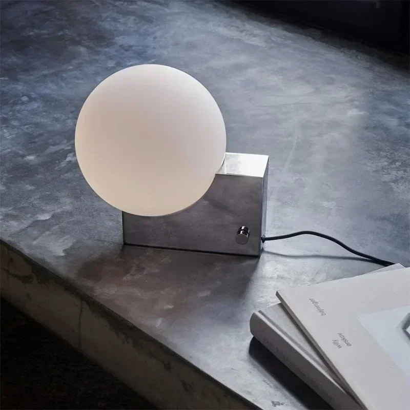 Candeeiro de mesa de designer da Dinamarca LED luz de mesa bola de vidro base inoxidável