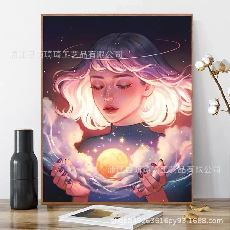 Diy Diamond Painting 5d Anime Girl Full of Diamonds Cross Stitch Mural Living Room Decoration Painting