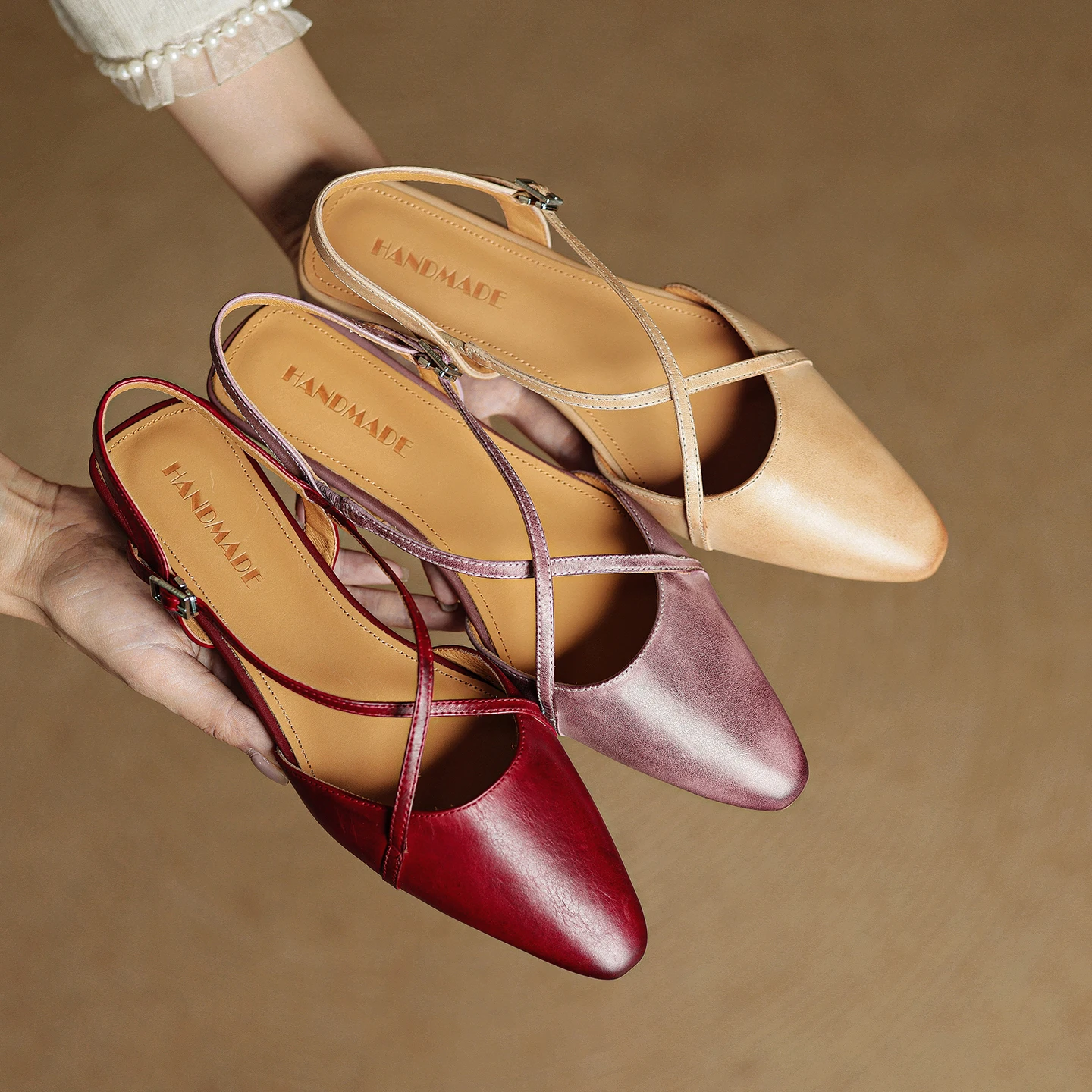 2026 new summer women sandals natural leather 22-25cm washed cowhide+pigskin square toe cross-strap low heel women shoes