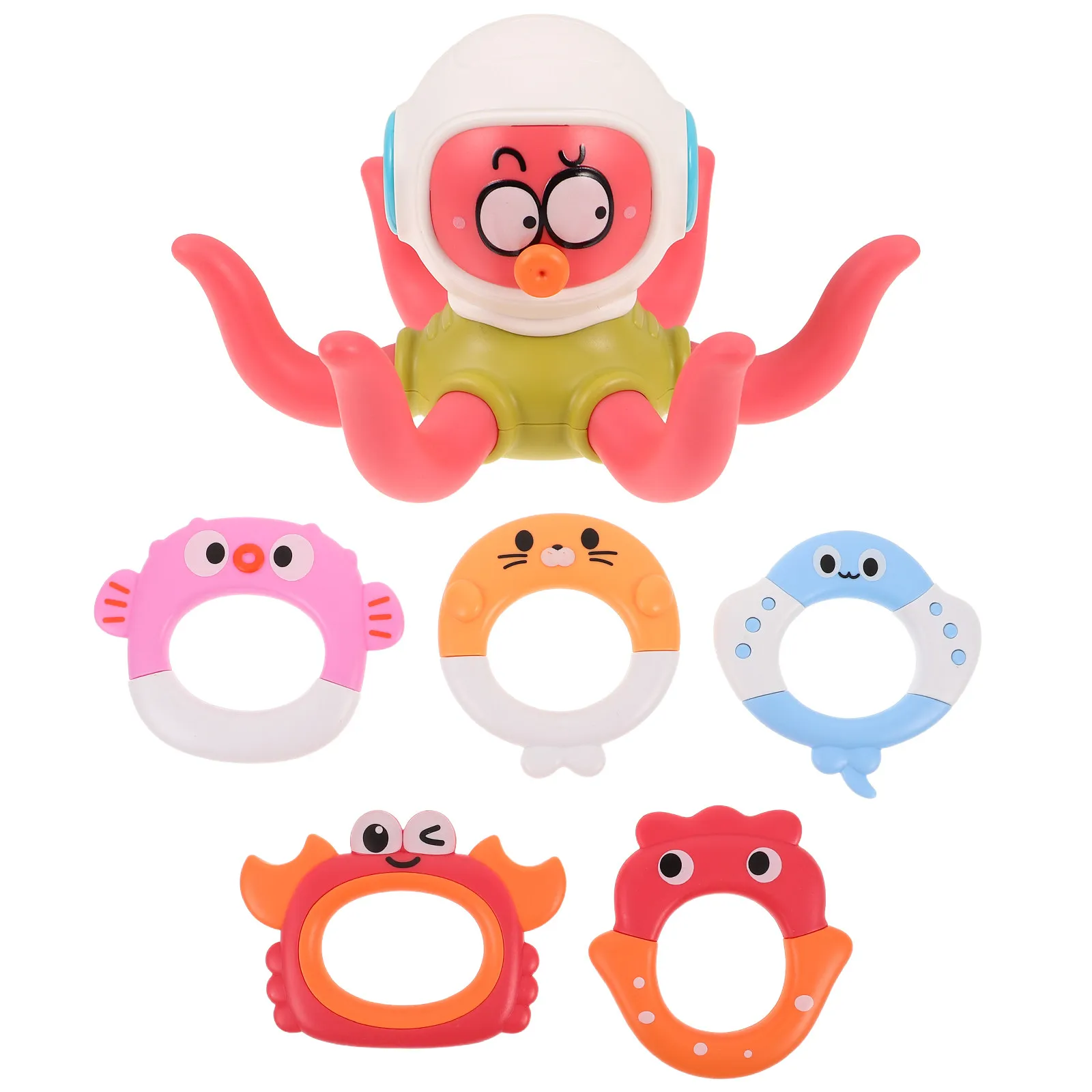 1Set Octopus Ring Toss Floating Bath Game for Kids Pool and Outdoor Hand Eye Coordination Play Floating Octopus Toy