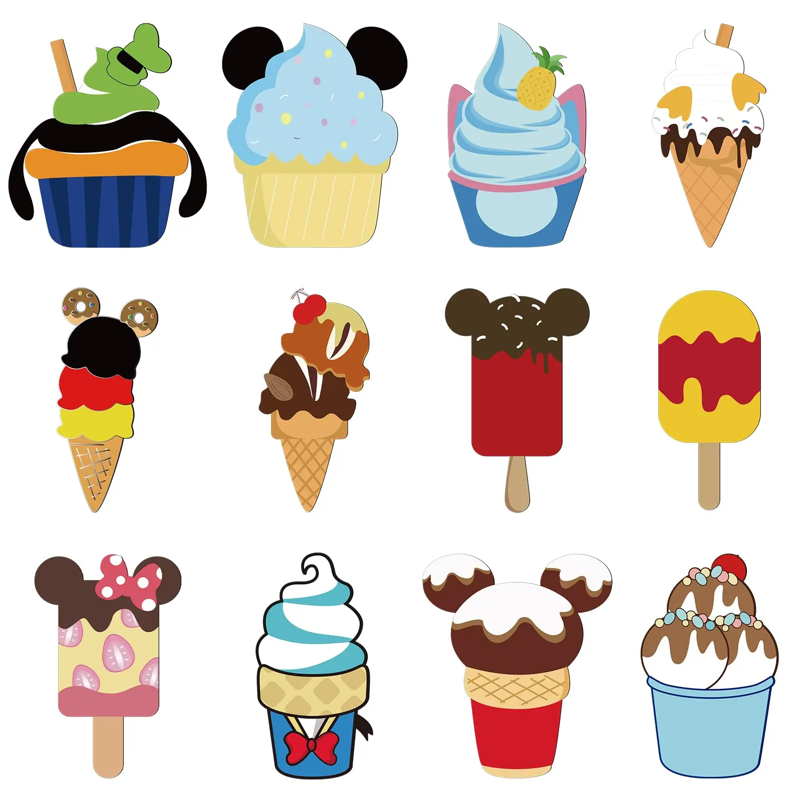 

12Pcs Mouse Cruise Door Magnets Stickers Fridge Refrigerator,Cute Ice Cream Magnet Car Door Fridge Magnet Sticker Whiteboards