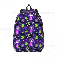 Kosmiczny astronauci obcy koty plecak dla dorosłych lub studentów psychodeliczny Trippy kot torby na książki prezent płótna Unisex Daypack