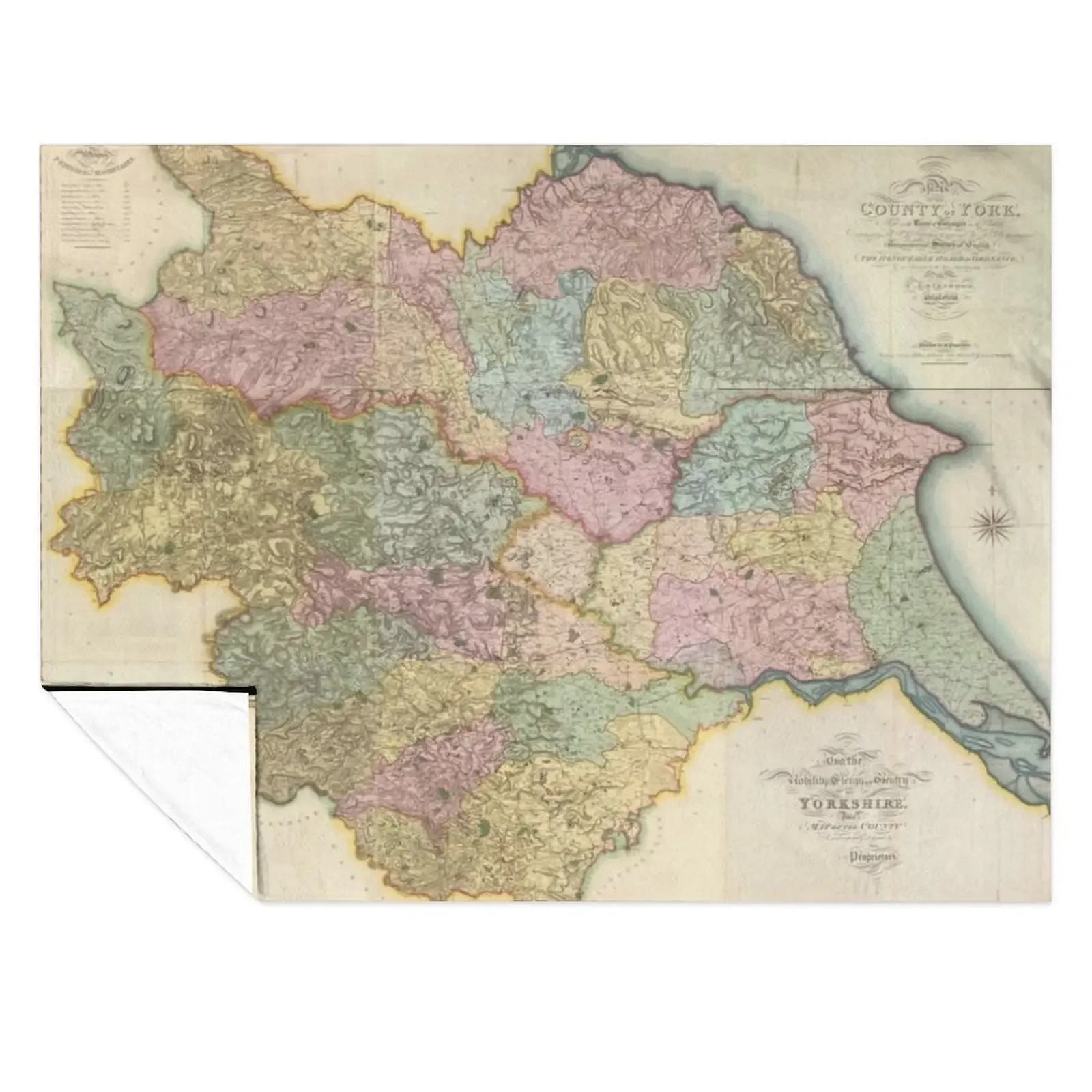 

Yorkshire: God`s own country. Vintage Map Throw Blanket Heavy Bed Fashionable heavy to sleep Flannel Fabric Blankets