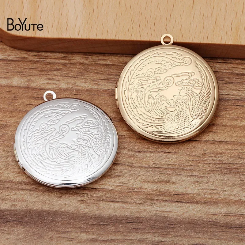 BoYuTe (10 Pieces/Lot) Round 32*6MM Metal Brass Phoenix Floating Locket Diy Memory Photo Locket Pendant