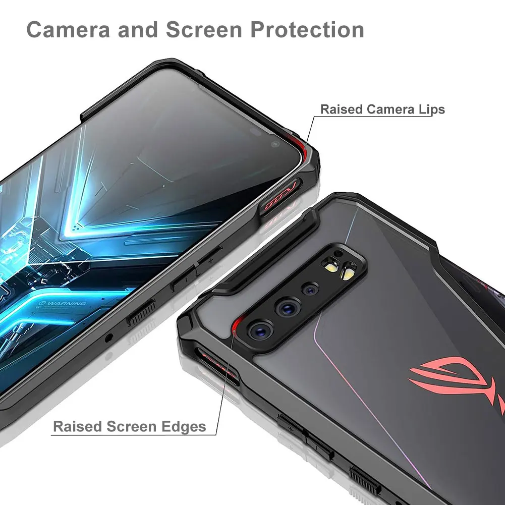 HARUINO ASUS ROG phone 3 case compatible with original fan, built-in lens protection and dust plug, transparent phone case