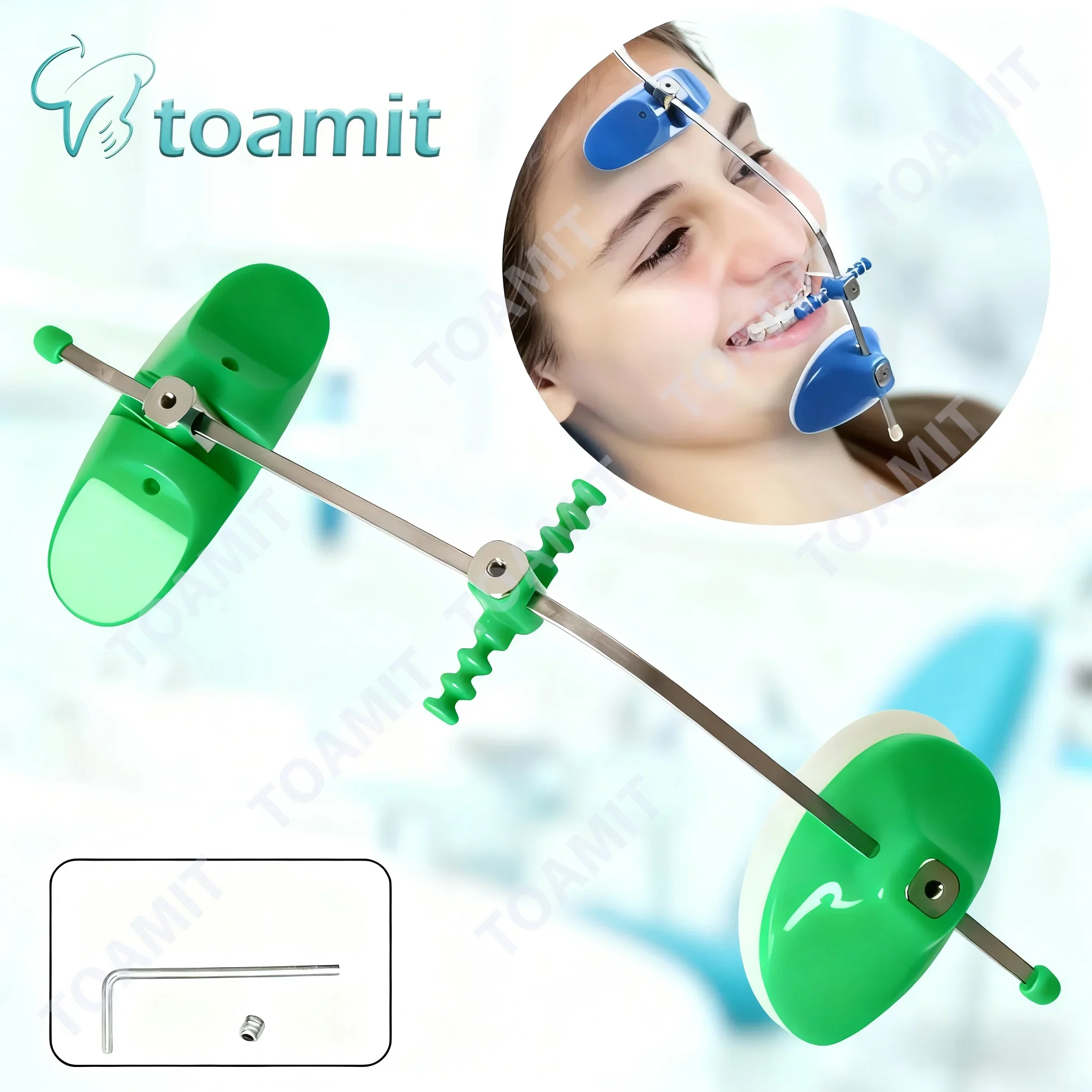 Dental Orthodontics Adjustable High Pull Headgear Dental Face Mask Single Pole Facebow Facemask