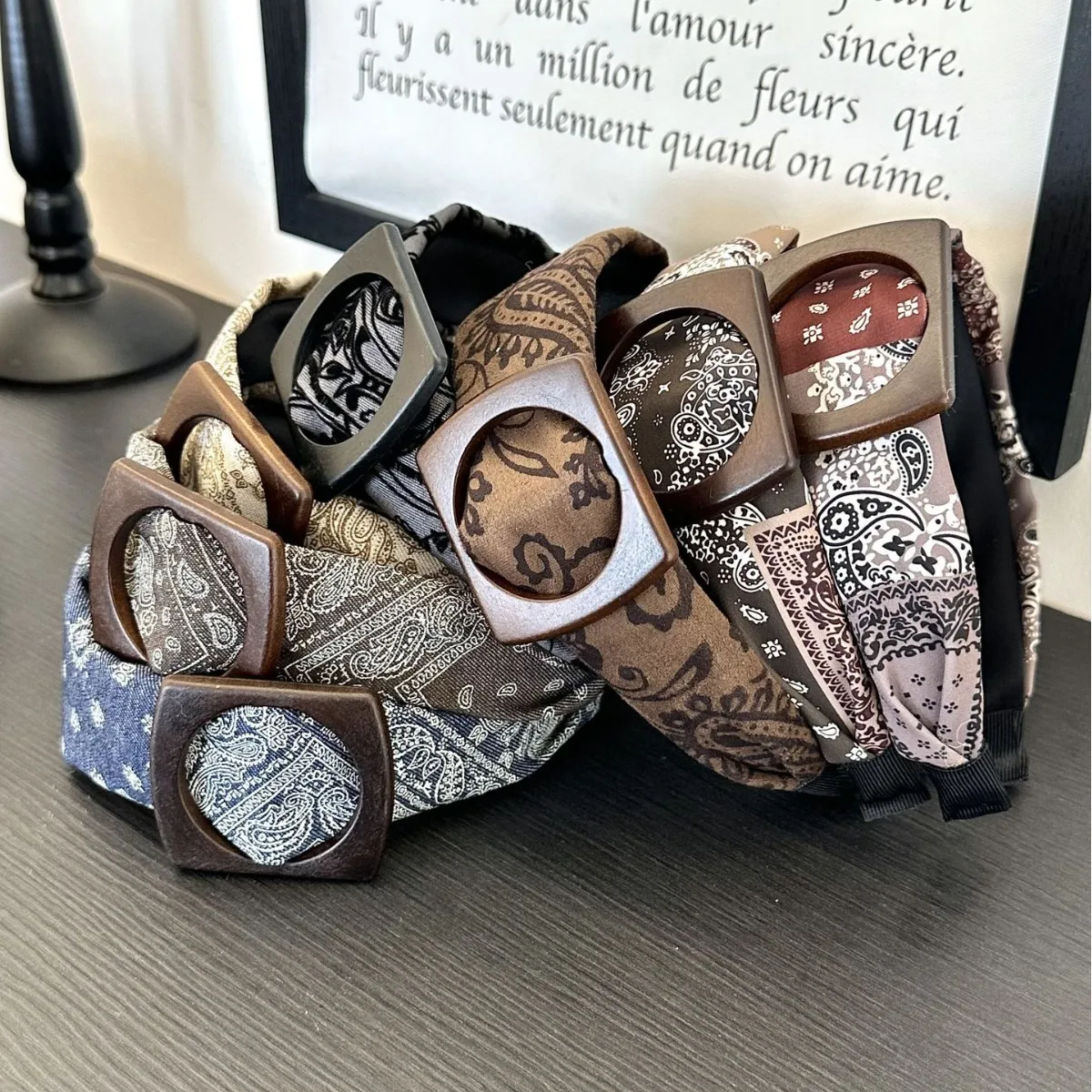 

Autumn and Winter Retro Melad Cashew Flower Round Wide Hairband Women's Hair Accessory